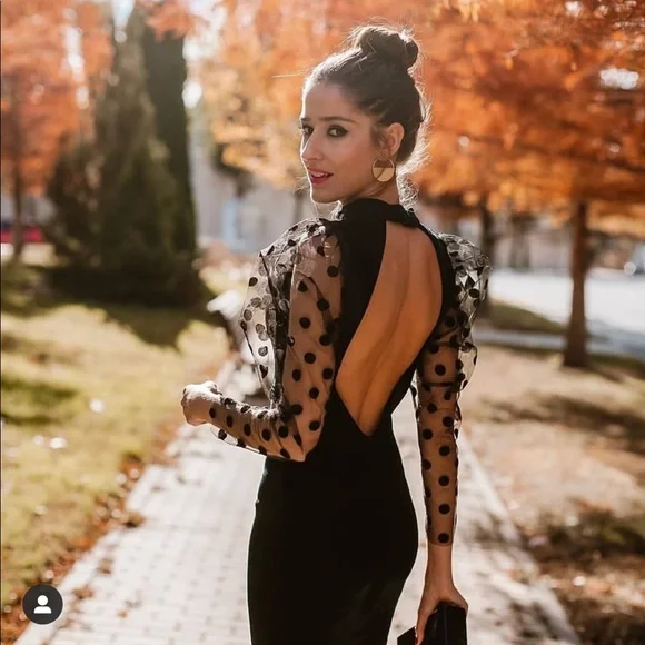 Zara | Dresses | Zara Velvet Dress With Puff Sleeves Bloggers Fav | Poshmark